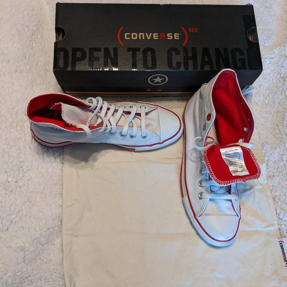 (Converse) Red "Open To Change" Hi-Tops - Picture 3 of 8